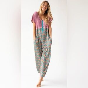 NATURAL LIFE Pink and Green Jumpsuit